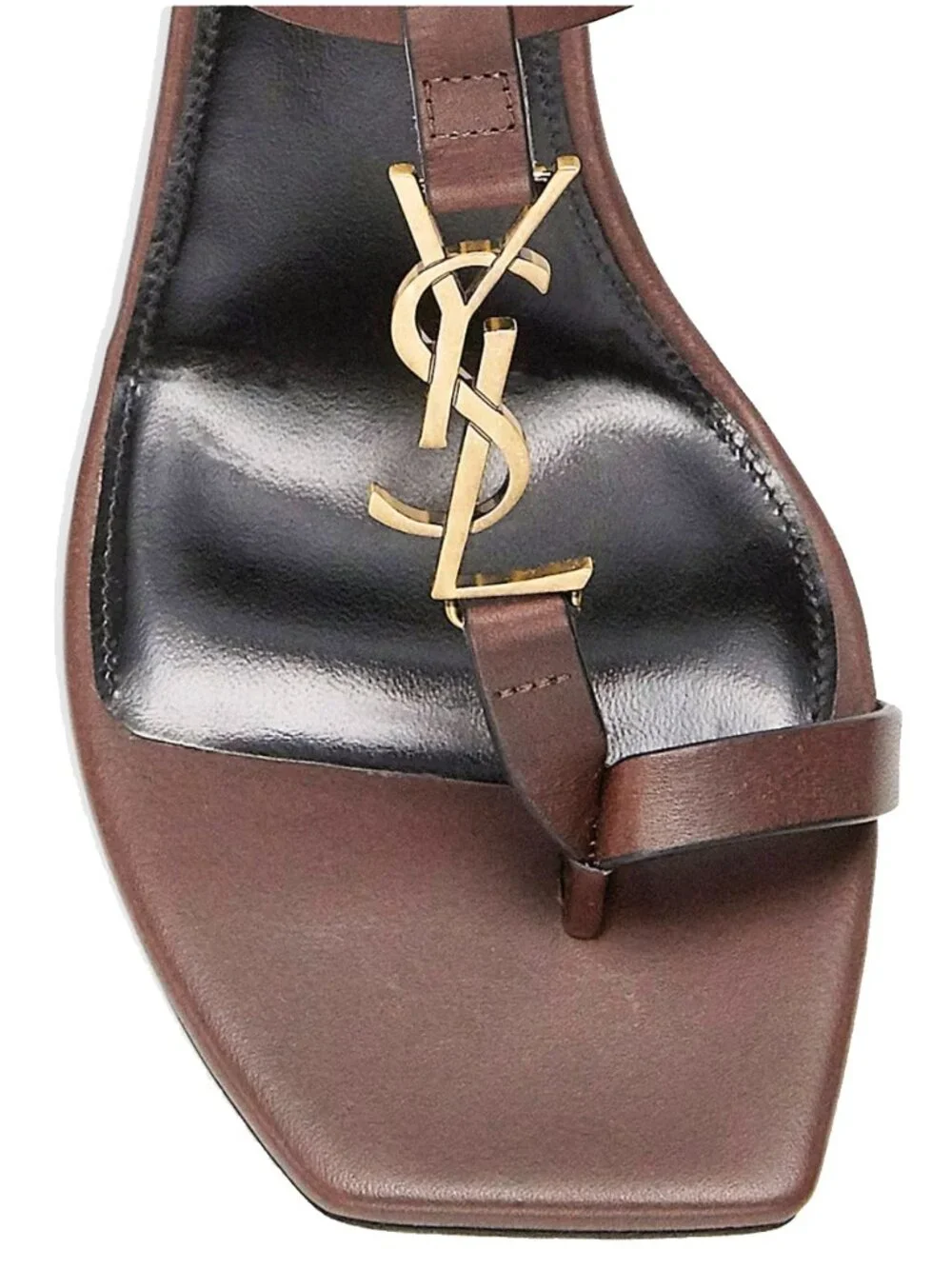 Brand New Saint Laurent Cassandra 75 Monogram Brown Leather Slingback Sandal - Picture 9 of 12